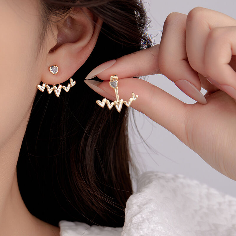 quality Brass 2025 New Love Earrings Heartbeat Frequency Wave Earrings Hypoallergenicity  CZ Women ECG Earrings factory