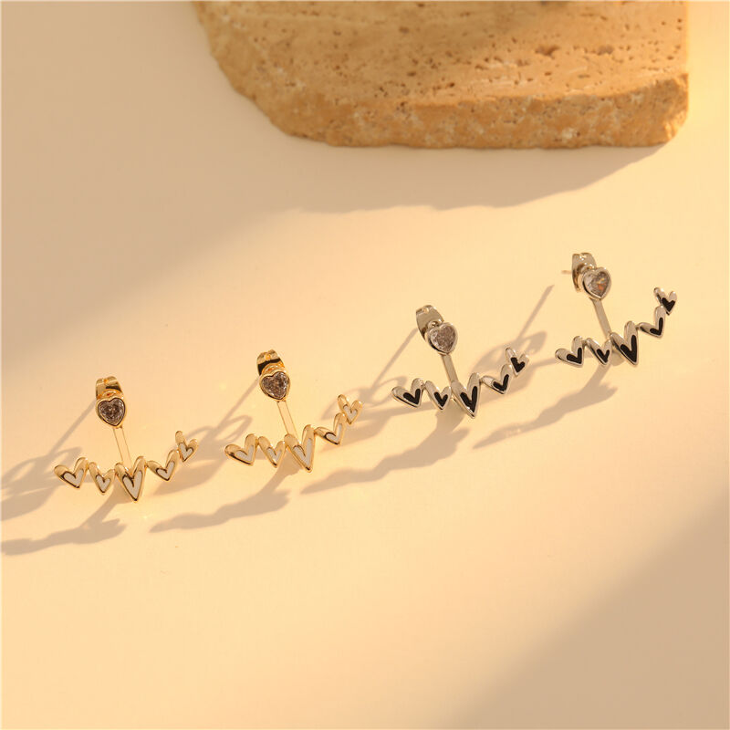 quality Brass 2025 New Love Earrings Heartbeat Frequency Wave Earrings Hypoallergenicity  CZ Women ECG Earrings factory