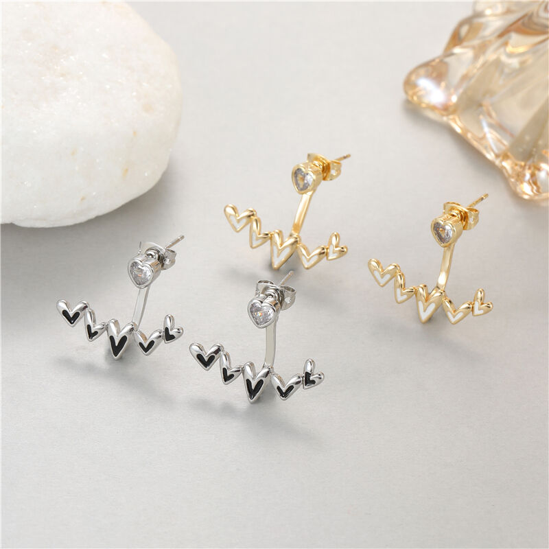 quality Brass 2025 New Love Earrings Heartbeat Frequency Wave Earrings Hypoallergenicity  CZ Women ECG Earrings factory