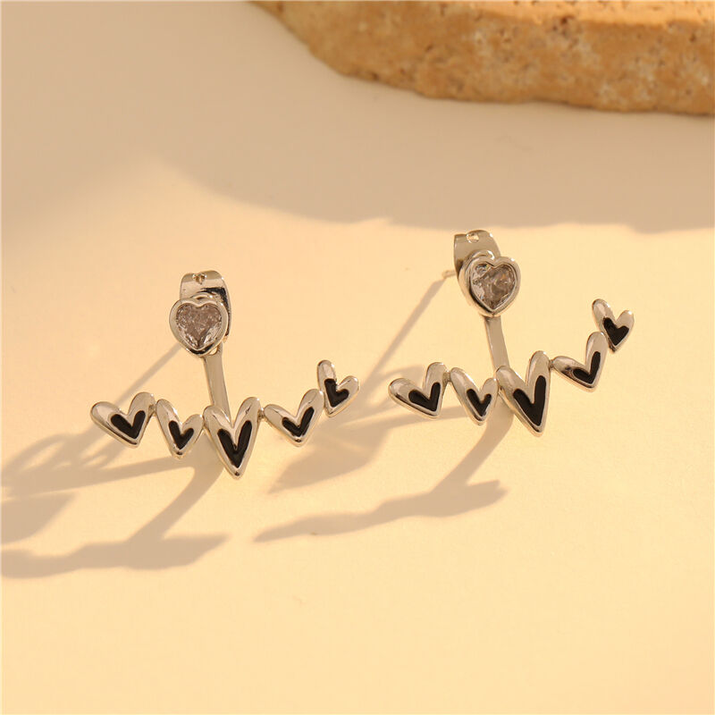 quality Brass 2025 New Love Earrings Heartbeat Frequency Wave Earrings Hypoallergenicity  CZ Women ECG Earrings factory