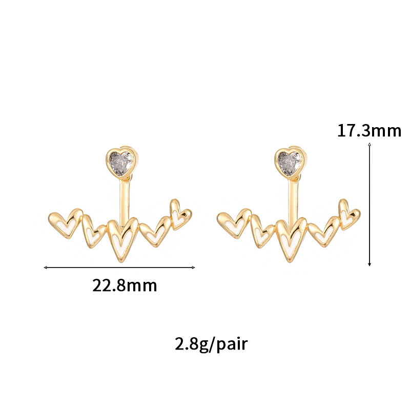 quality Brass 2025 New Love Earrings Heartbeat Frequency Wave Earrings Hypoallergenicity  CZ Women ECG Earrings factory