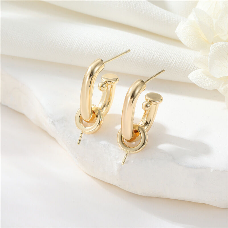 quality Hot Selling Earring Accessories Gold-Plated Curved Glossy C-Shaped Earrings for Women 925 Silver Needle Irregular Earrings factory
