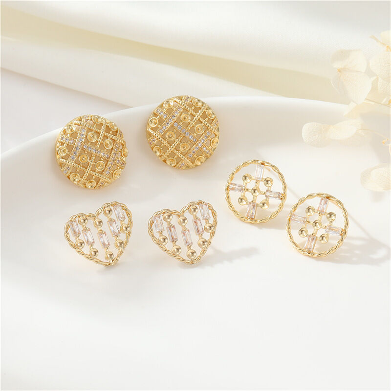 quality Wholesale Jewelry DIY Earring Accessories Heart-shaped Braided Earrings Round Hollow Zircon Paste Pearl  Earring factory