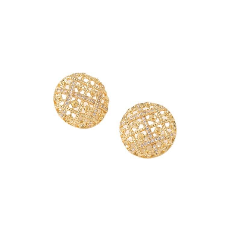 quality Wholesale Jewelry DIY Earring Accessories Heart-shaped Braided Earrings Round Hollow Zircon Paste Pearl  Earring factory