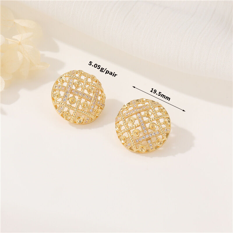 quality Wholesale Jewelry DIY Earring Accessories Heart-shaped Braided Earrings Round Hollow Zircon Paste Pearl  Earring factory