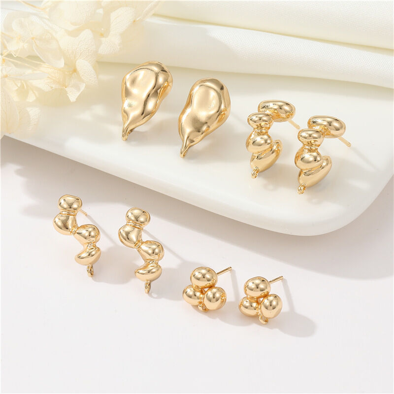 Quality New 925 Silver Needle Earrings Accessories Irregular Earrings Gold-Plated Earrings Studs DIY With Hanging Ear Pin factory