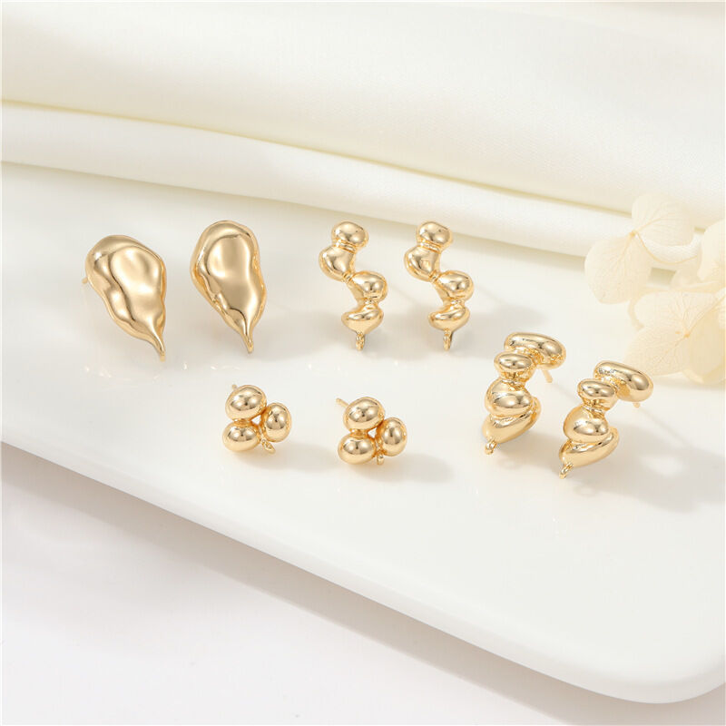 Quality New 925 Silver Needle Earrings Accessories Irregular Earrings Gold-Plated Earrings Studs DIY With Hanging Ear Pin factory