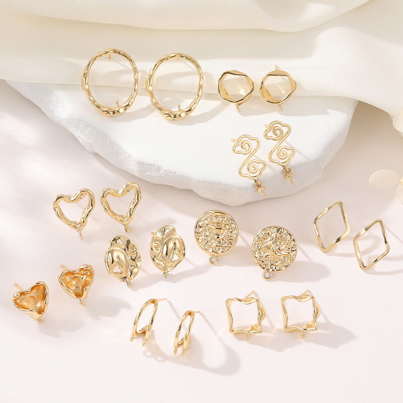 quality Wholesale DIY Earring Accessories 14K Heart Shaped Earrings Geometric Irregular Silver Post Jewelry Earrings Making Accessories factory