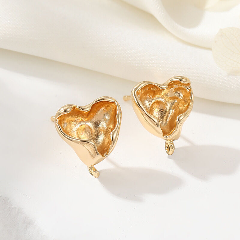 quality Wholesale DIY Earring Accessories 14K Heart Shaped Earrings Geometric Irregular Silver Post Jewelry Earrings Making Accessories factory