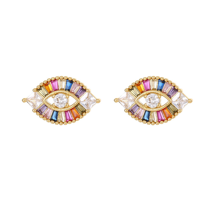 quality Multi Colors Inlaid Zircon CD Hoop Earring for Women S925 Silver Needle  Highend Fivepointed Star Eyes Zircon Earrings factory