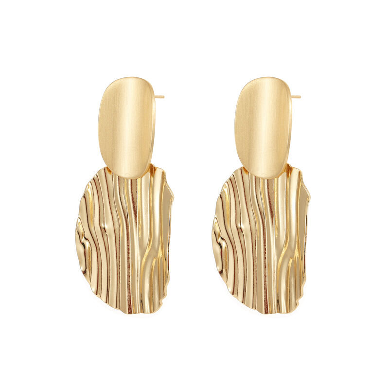 quality Fashion Gold Plated Brass Stylish Women's Earrings Wave Potato Chip Shape Silver Post Hypoallergenic Studs Earring factory