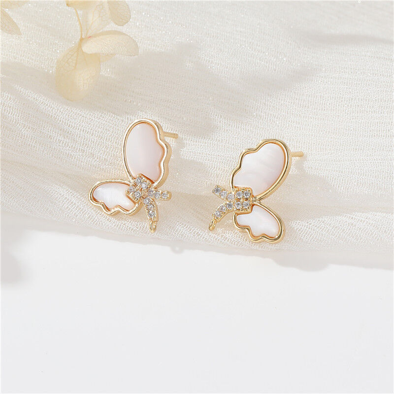 quality Wholesale High Quality 14K Gold Plated DIY Earrings Accessories Shell Earrings Stud Butterfly Earrings Women's Jewelry Findings factory