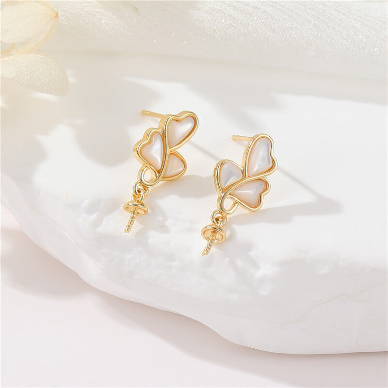 quality Wholesale High Quality 14K Gold Plated DIY Earrings Accessories Shell Earrings Stud Butterfly Earrings Women's Jewelry Findings factory