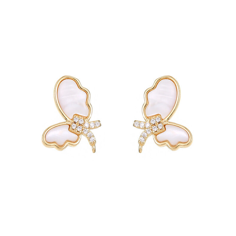 quality Wholesale High Quality 14K Gold Plated DIY Earrings Accessories Shell Earrings Stud Butterfly Earrings Women's Jewelry Findings factory