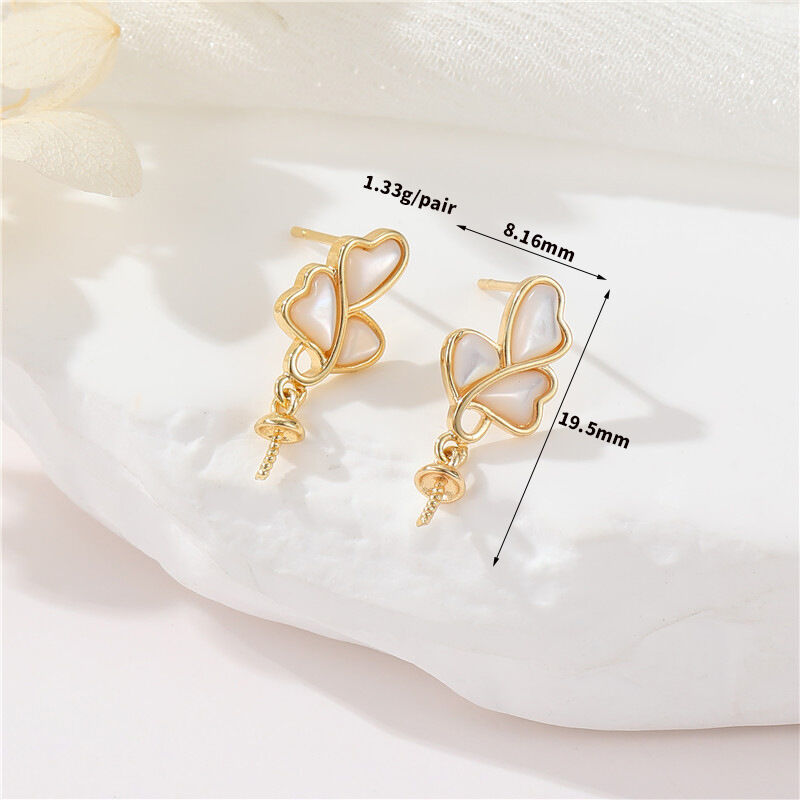 quality Wholesale High Quality 14K Gold Plated DIY Earrings Accessories Shell Earrings Stud Butterfly Earrings Women's Jewelry Findings factory