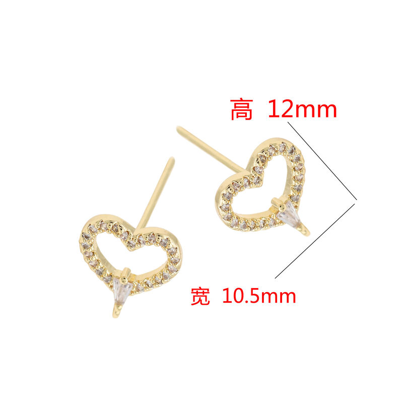 quality Hot Selling Earring Accessories Gold Plated Earrings 925 Silver Needle  Zircon Heart Shaped Earrings factory