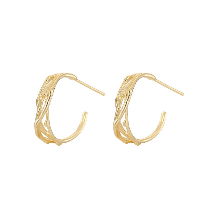 quality Hot Selling Fashion Gold Plated 925 Silver Needle Hypoallergenic Earrings Zircon Earrings Braided Teng Rattan Earrings for Women factory