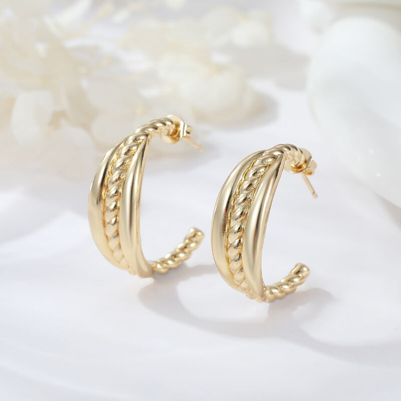 quality Hot Selling Fashion Gold Plated 925 Silver Needle Hypoallergenic Earrings Zircon Earrings Braided Teng Rattan Earrings for Women factory