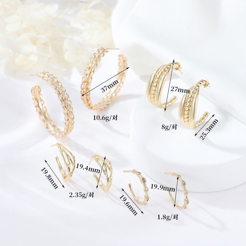 quality Hot Selling Fashion Gold Plated 925 Silver Needle Hypoallergenic Earrings Zircon Earrings Braided Teng Rattan Earrings for Women factory