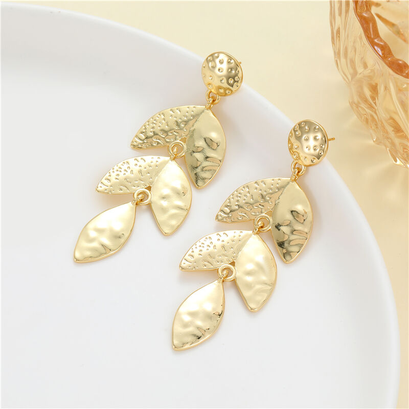 quality Hot Selling Luxury Brass 14K Gold Plated Dangle Design Tree Leaf Silver Needle Jewelry  Stud Earrings for Girls Party Gifts factory