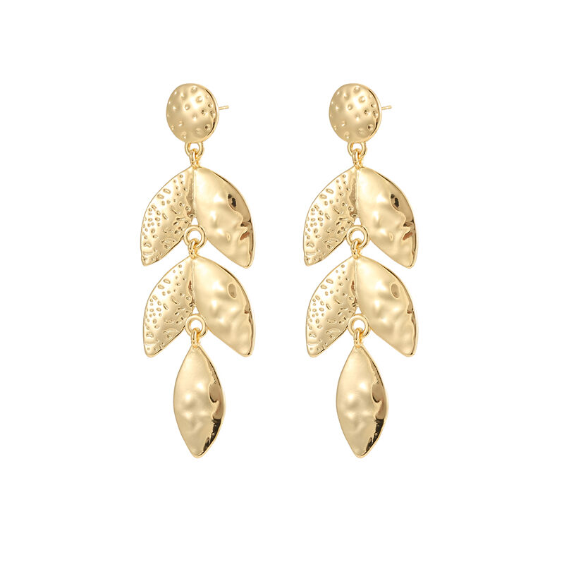 quality Hot Selling Luxury Brass 14K Gold Plated Dangle Design Tree Leaf Silver Needle Jewelry  Stud Earrings for Girls Party Gifts factory