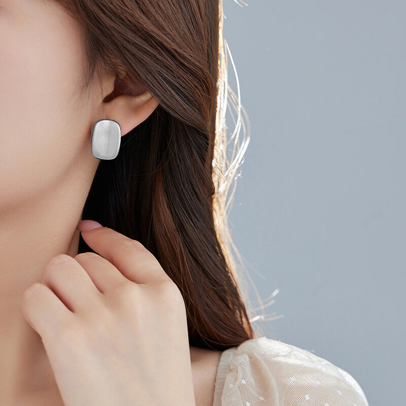 quality New Trendy Korean Popular Jewelry Retro Minimalist Style Earrings 925 Silver Needle Frosted Brushed Stud Earrings for Women factory