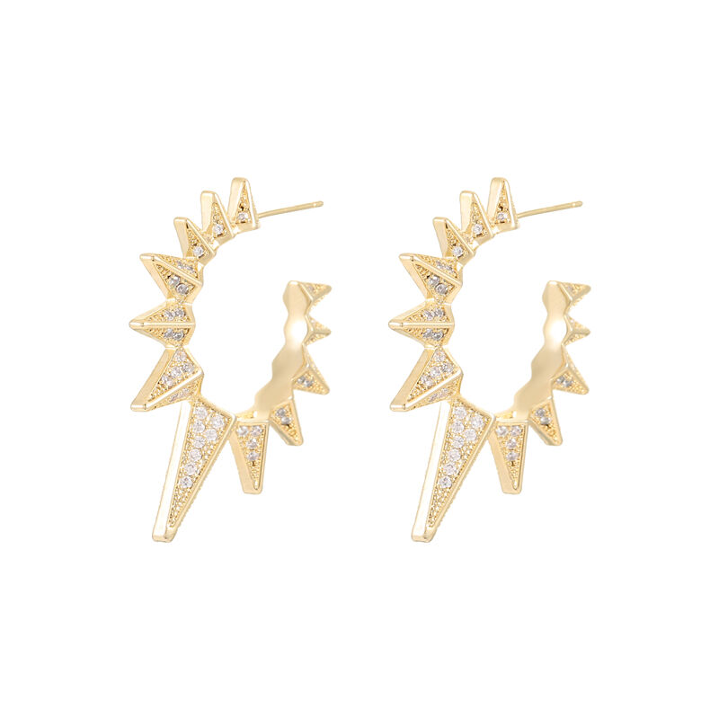 quality Fashion 14K Gold Plate Sun Shape C-shaped Earrings 925 Silver Needle Anti Allergy Female Earrings Jewelry Wholesale factory
