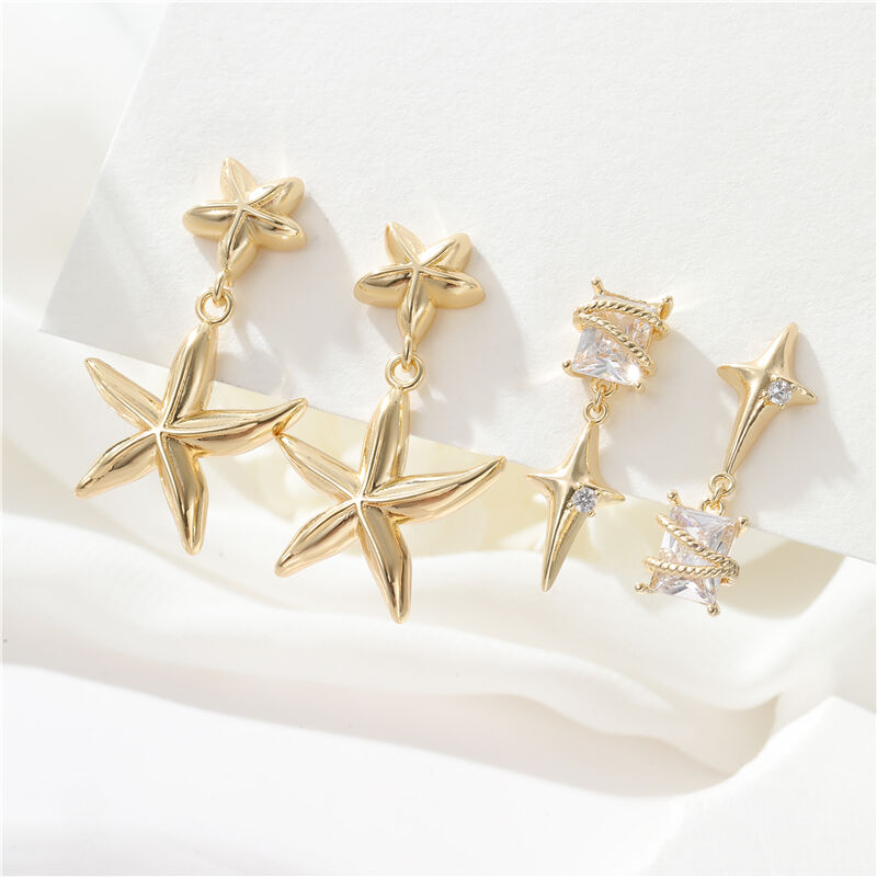 quality Fashion 14K Gold Plated Ocean Style Special Starfish Design Jewelry Earrings for Women Party Gift Studs Earring factory