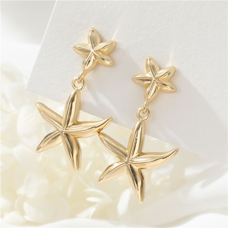 quality Fashion 14K Gold Plated Ocean Style Special Starfish Design Jewelry Earrings for Women Party Gift Studs Earring factory