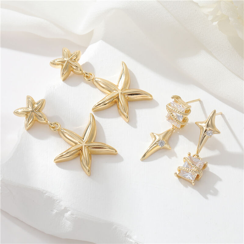 quality Fashion 14K Gold Plated Ocean Style Special Starfish Design Jewelry Earrings for Women Party Gift Studs Earring factory