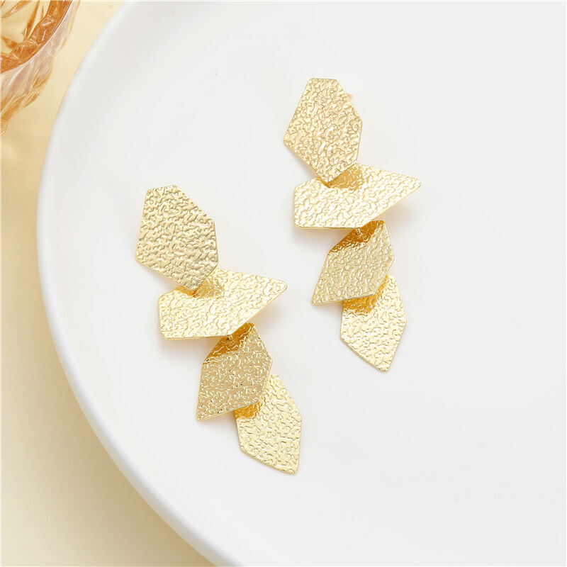 quality New Hot Selling Luxury 14K Gold Plated Jewelry Dangle Design Geometric 925 Silver Needle Stud Earrings for Women Girls factory