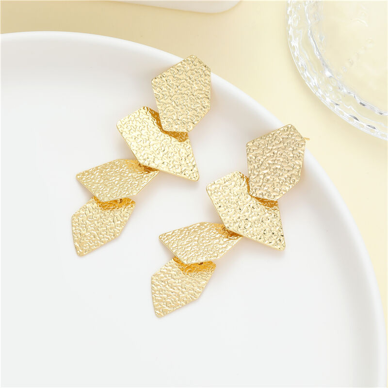 quality New Hot Selling Luxury 14K Gold Plated Jewelry Dangle Design Geometric 925 Silver Needle Stud Earrings for Women Girls factory