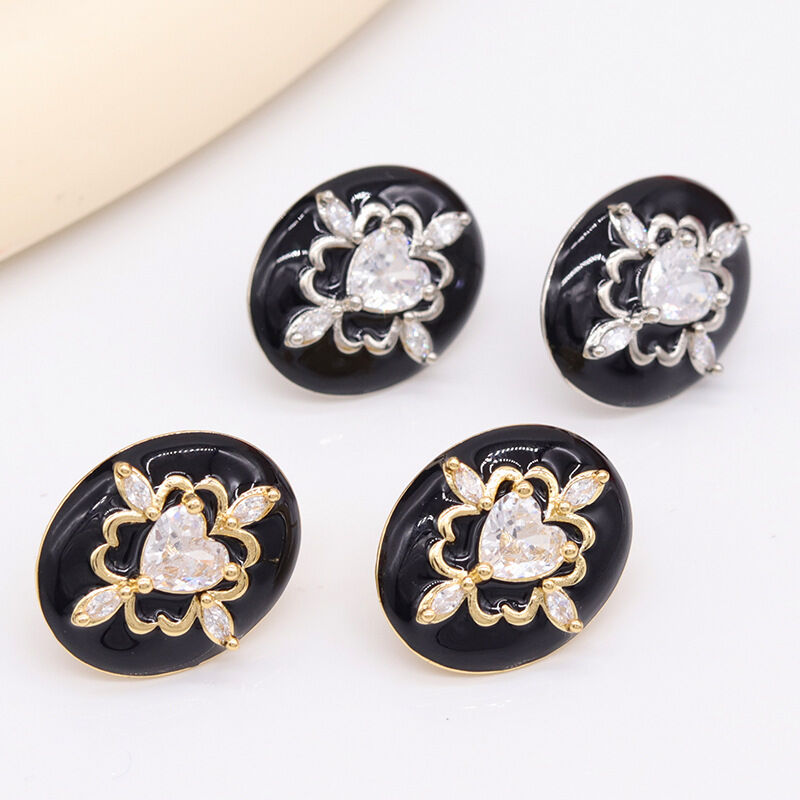 quality Lovely Trendy Earring Stud Earrings Female Silver Needle Black White Love Zirconia Rope Shape Wholesale for Women Girls factory