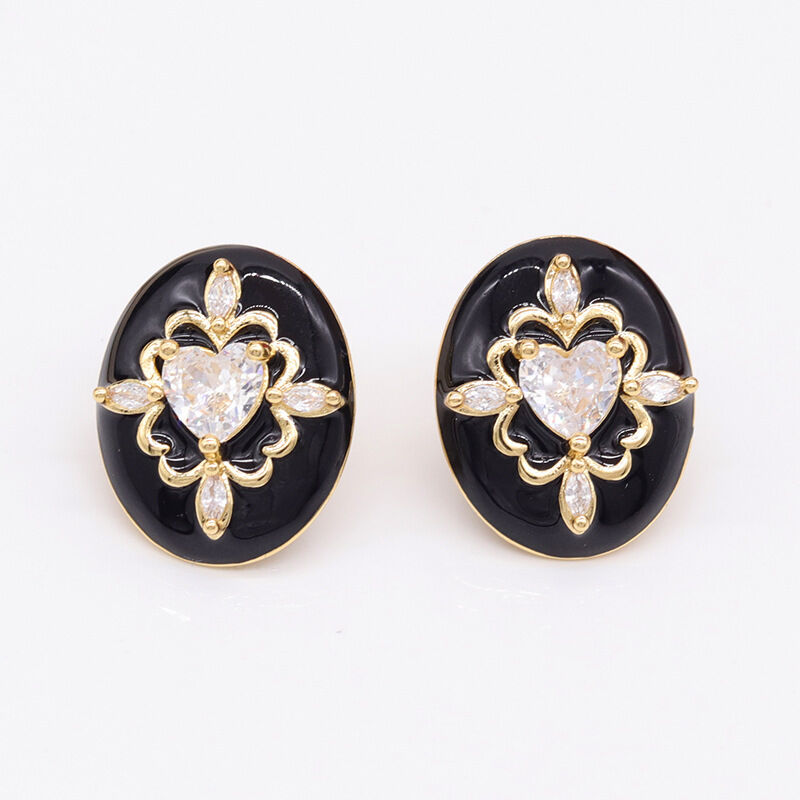 quality Lovely Trendy Earring Stud Earrings Female Silver Needle Black White Love Zirconia Rope Shape Wholesale for Women Girls factory