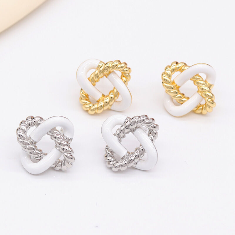 quality Lovely Trendy Earring Stud Earrings Female Silver Needle Black White Love Zirconia Rope Shape Wholesale for Women Girls factory