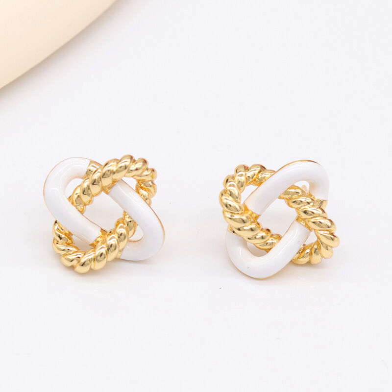 quality Lovely Trendy Earring Stud Earrings Female Silver Needle Black White Love Zirconia Rope Shape Wholesale for Women Girls factory