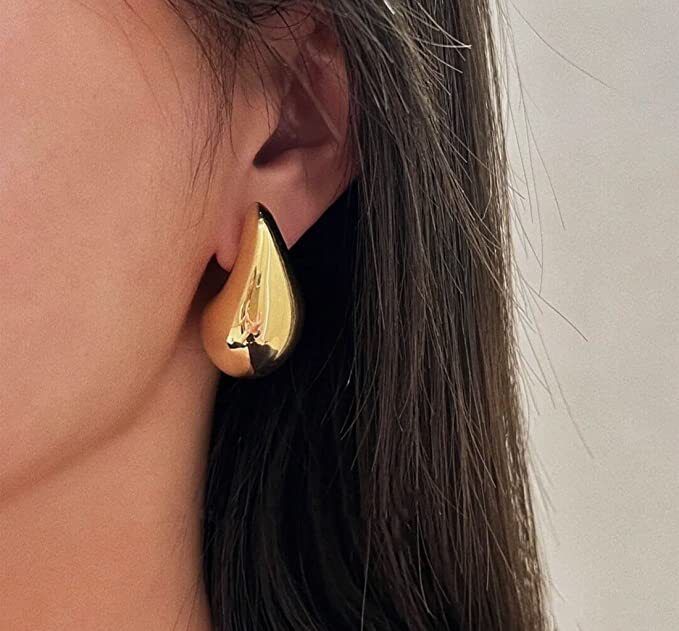 quality 2023 Fashion Minimalist Hollow Out Water Drop Big Stud Earrings for Women 14k Gold Plated Brass Jewelry factory