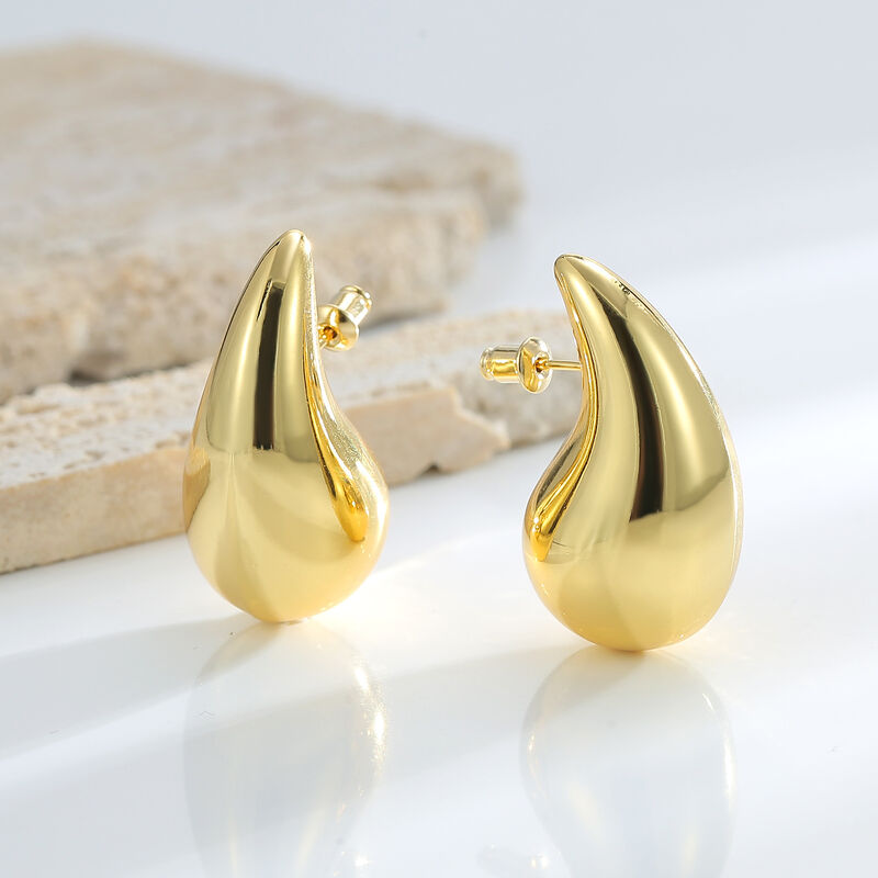 quality 2023 Fashion Minimalist Hollow Out Water Drop Big Stud Earrings for Women 14k Gold Plated Brass Jewelry factory