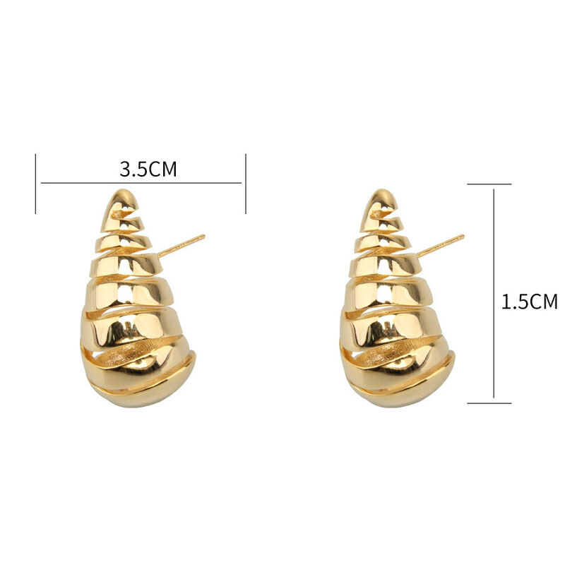 quality 2023 Fashion Minimalist Hollow Out Water Drop Big Stud Earrings for Women 14k Gold Plated Brass Jewelry factory