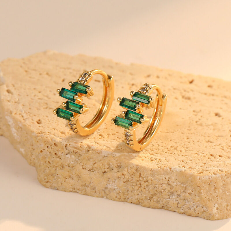 quality Hot Selling Fashion Personality Jewelry Earrings Colorful Sparkling Zircon Brass  14K Gold Plated Round Versatile Style factory