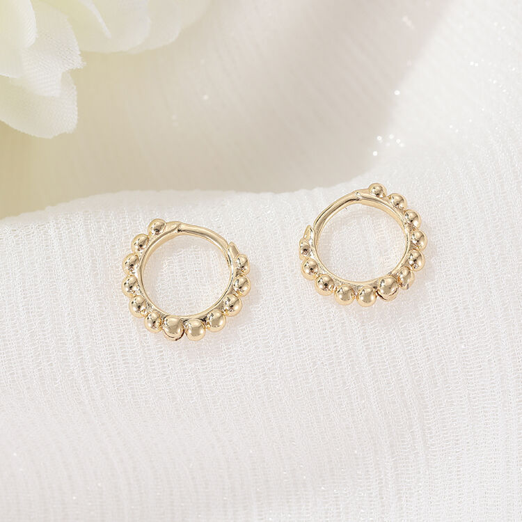 quality New Design Fashion Minimalist Jewelry 14K Gold Plated Bead Hoop Earrings factory
