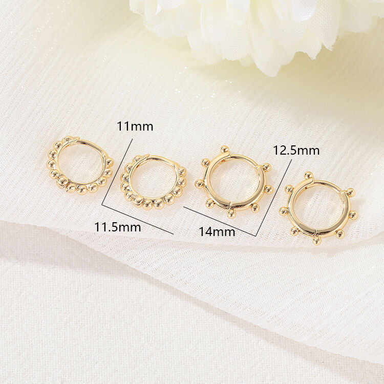 quality New Design Fashion Minimalist Jewelry 14K Gold Plated Bead Hoop Earrings factory