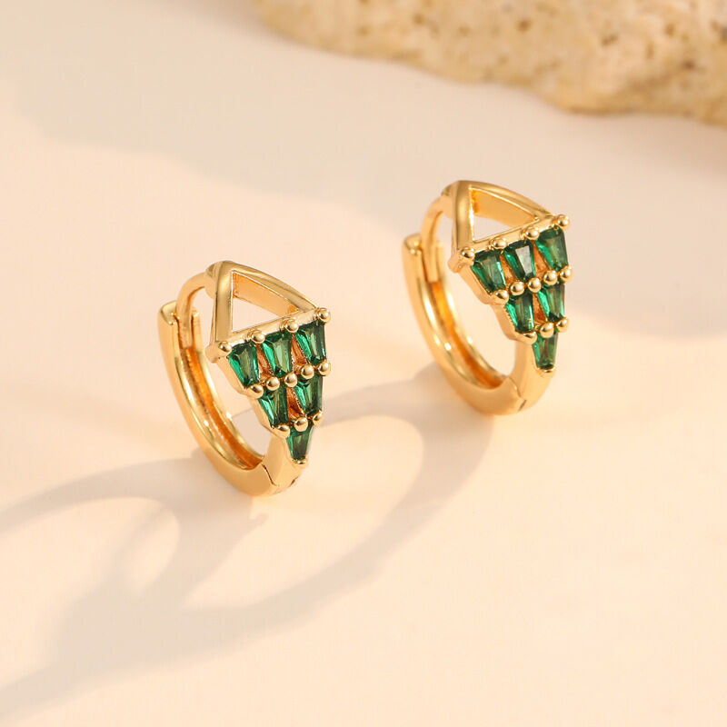 quality Hot Selling Fashion Women's Earrings Gold Plated Triangular Ear Clips Geometric Colorful Zircon Earrings DIY Earring Accessories factory