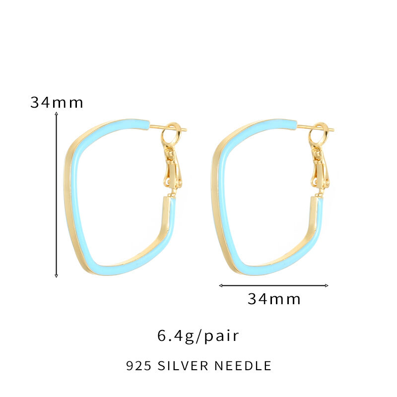 quality Wholesale Lovely Trendy Jewelry Hoop Earring Hot Selling Square Shape Colorful Enamel Design Hoop Loop Earrings for Women factory