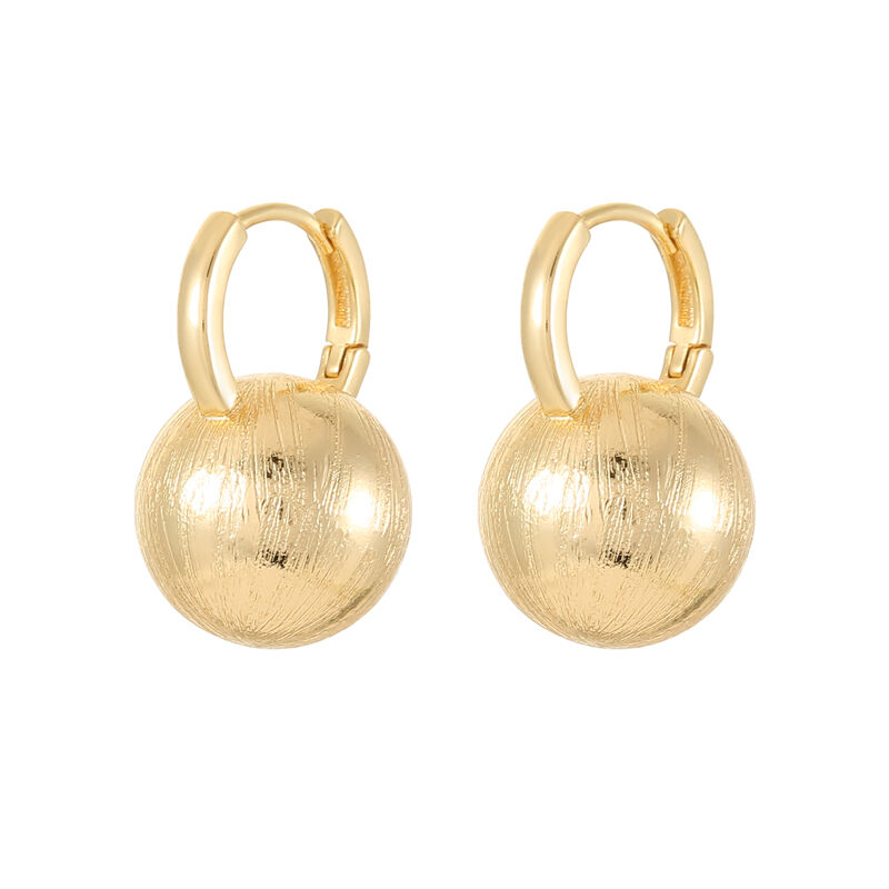quality Round Ball Earring 14K Gold Plate Brass Fashion Design Simple Texture Loop Hoop Earrings Jewelry Design for Women factory