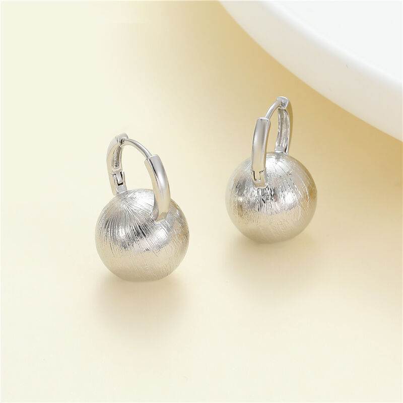 quality Round Ball Earring 14K Gold Plate Brass Fashion Design Simple Texture Loop Hoop Earrings Jewelry Design for Women factory
