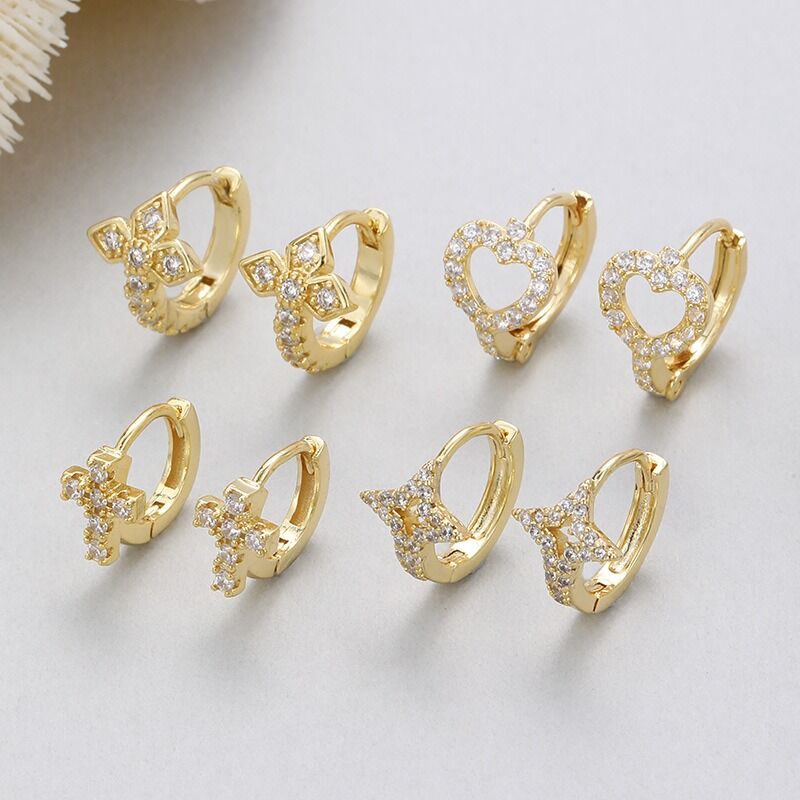 quality 14K Gold Factory Wholesale Love Star Ear Buckle New Earrings Female Temperament Simple Small Earrings factory