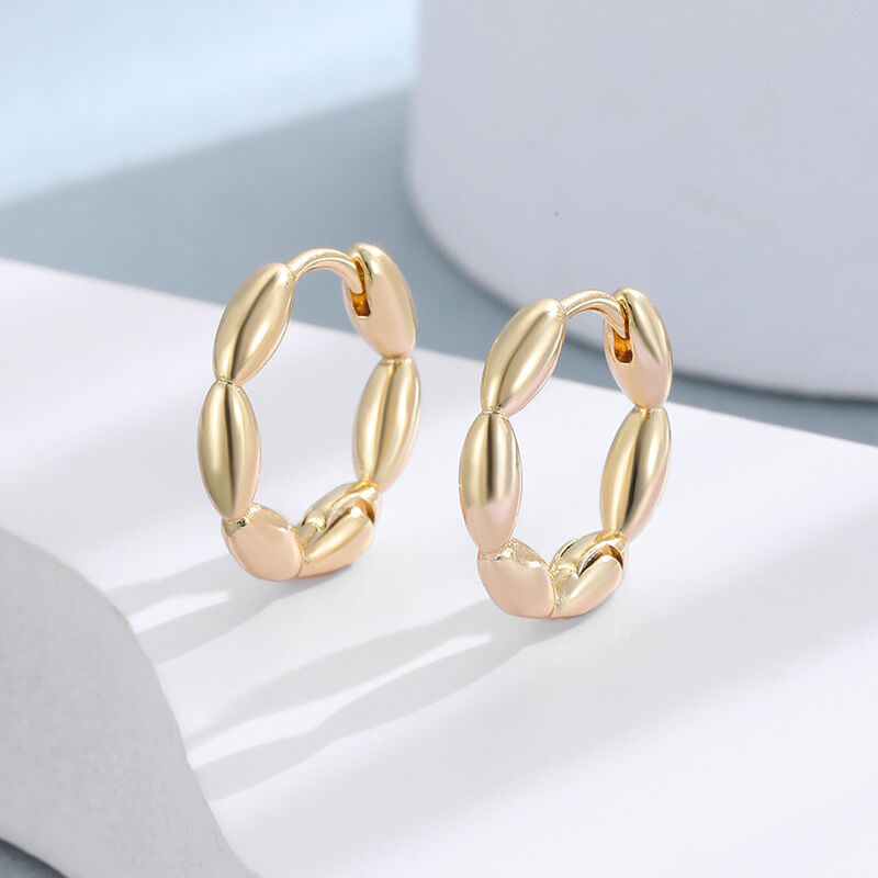 quality Fashion Minimalist Lotus Root Shaped Circle Earrings Brass 14K Gold Plated Women's Daily Jewelry Hoop Earring factory