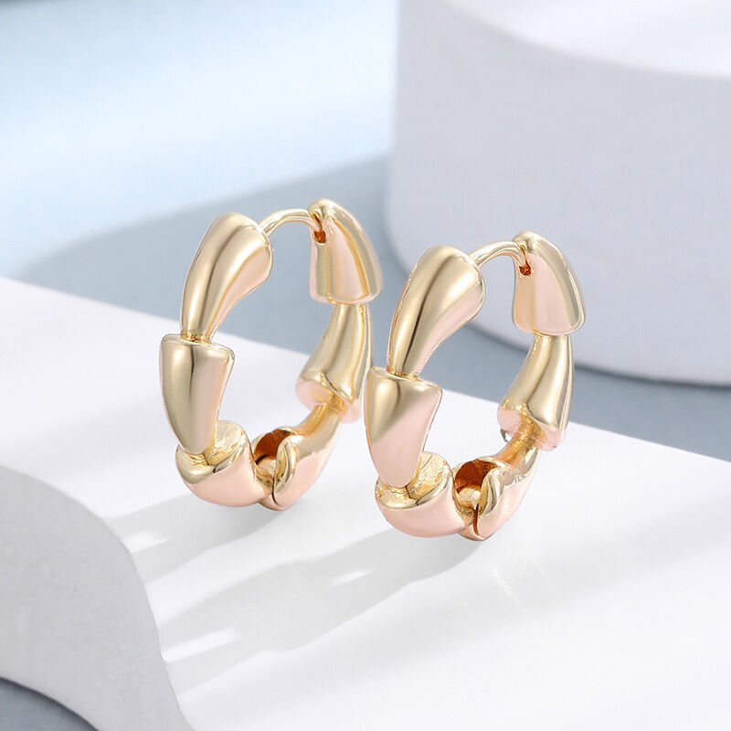 quality Fashion Minimalist Lotus Root Shaped Circle Earrings Brass 14K Gold Plated Women's Daily Jewelry Hoop Earring factory