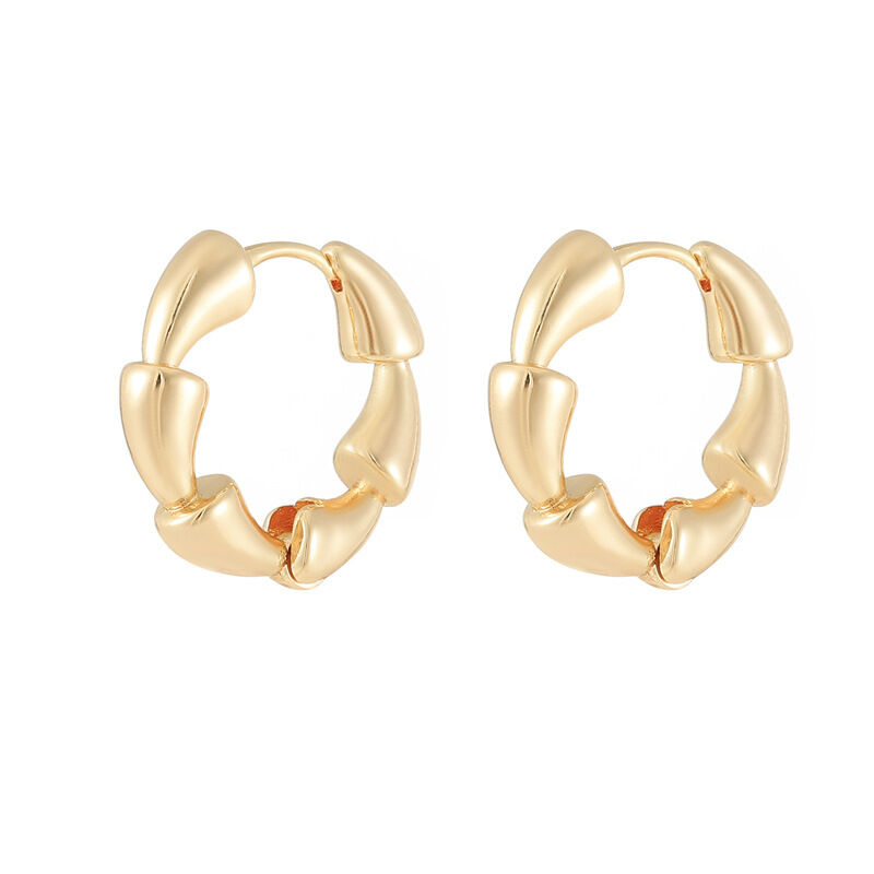 quality Fashion Minimalist Lotus Root Shaped Circle Earrings Brass 14K Gold Plated Women's Daily Jewelry Hoop Earring factory